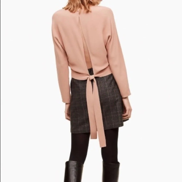 Aritzia Wilfred Women’s Loan Blouse Tie up Open Back Satin Crepe Roebuck XXS - Picture 12 of 12